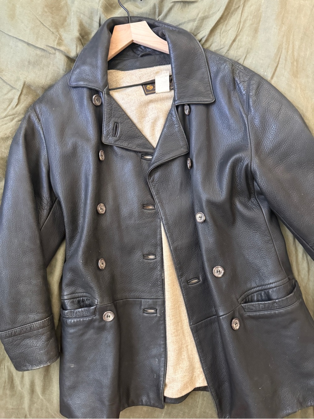 Loro Piana  Pebbled Leather , Cashmere-lined Coat